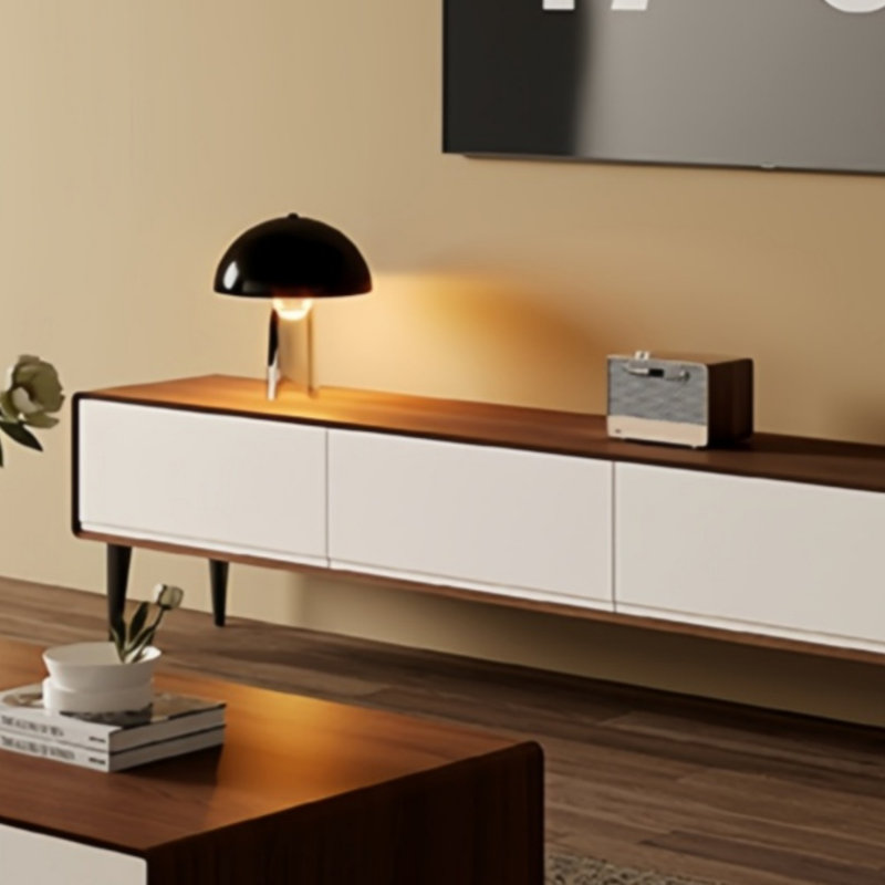 Console de salon moderne, Noir/brun/blanc, H 16,93 po x L 70,87 po x l 15,75 po