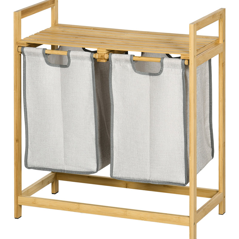 Panier à linge à 2 sections, capacité de 10,7 gallons, aide à garder la zone propre et bien rangée, idéale pour le rangement dans la chambre à coucher de la salle de bain