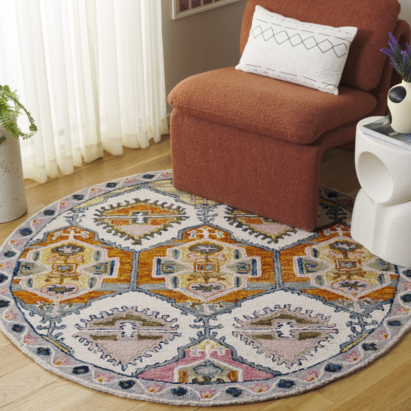 Tapis en laine touffeté à la main Atreyus, Rond 5 pi
