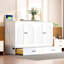 Lit escamotable double avec grands tiroirs, blanc
