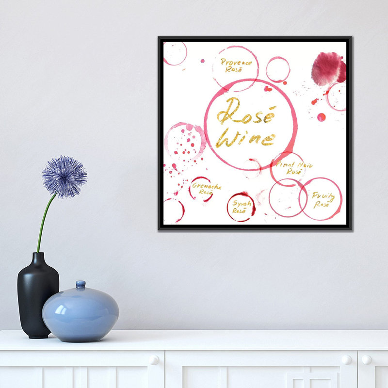 «Rose Wine», impression sur toile, H 18 po x l 18 po x P 1,5 po, Toile avec cadre noir, Pas de tapis
