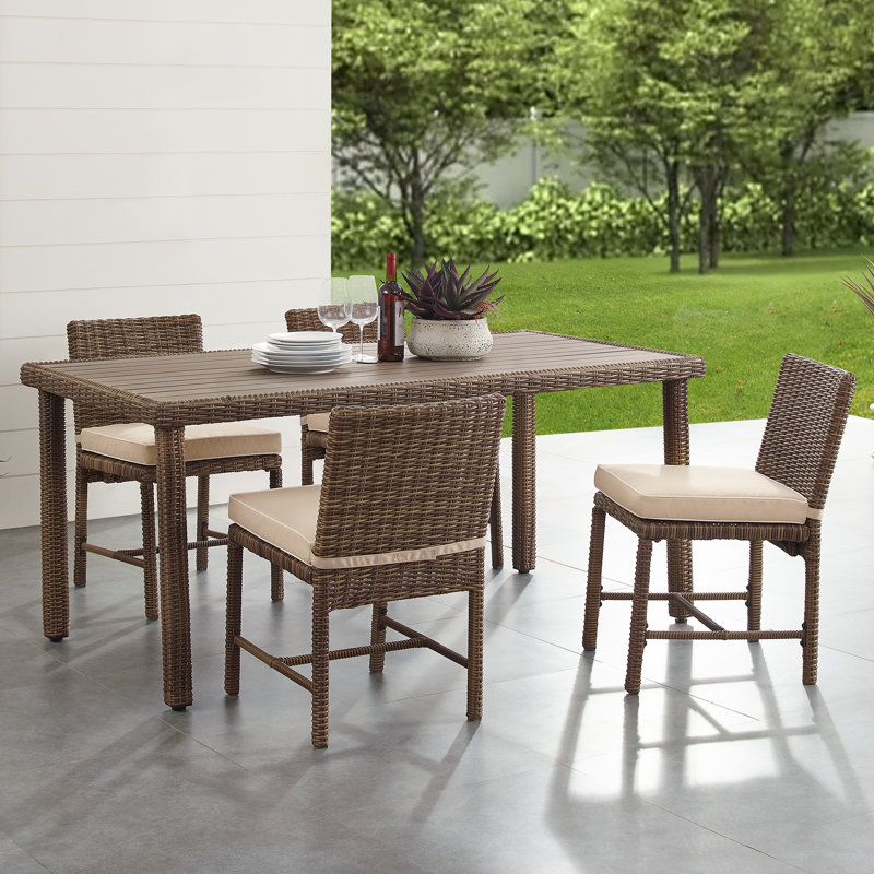 Awa 4 - Person Patio Dining Set with Rectangular Table , Cushions Included