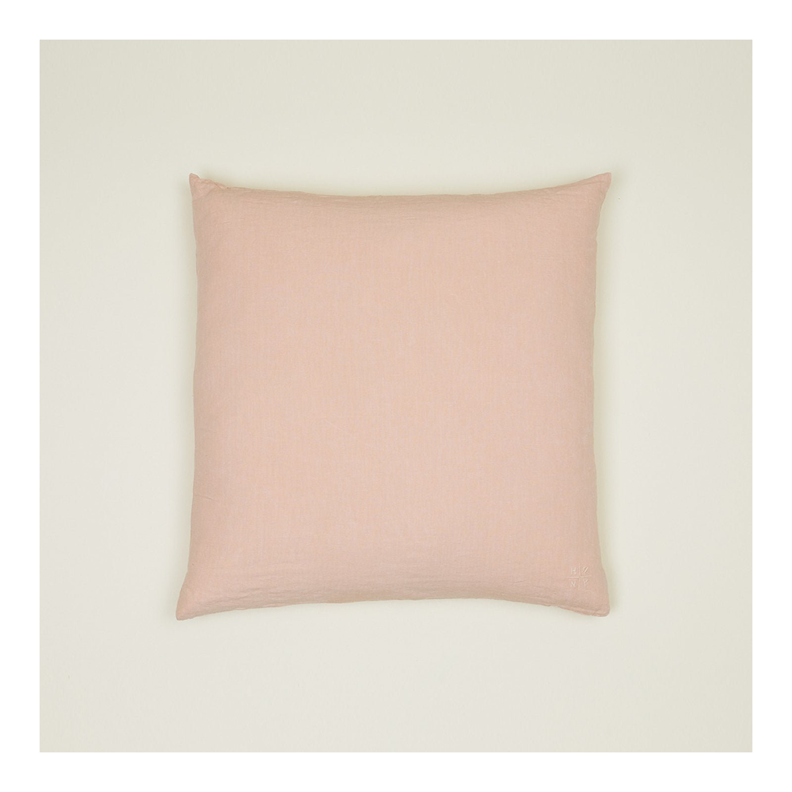 Simple Embroidered Linen Throw Pillow, Blush, Square 18"