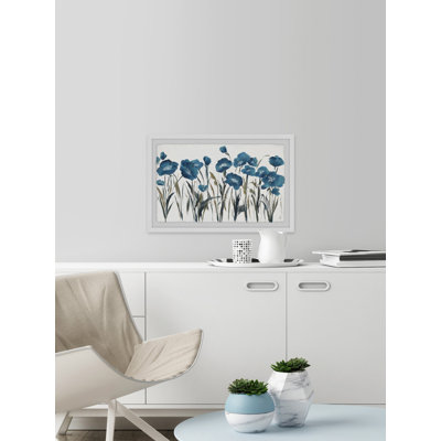 «Blue Flowers VII», reproduction de peinture acrylique encadrée
