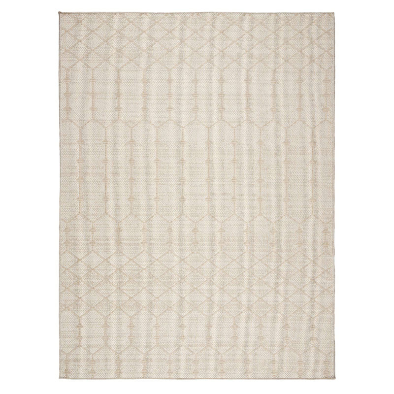 Tapis intérieur / extérieur en polypropylène beige Makayla, Rectangle 6 pi 7 po x 9 pi 4 po