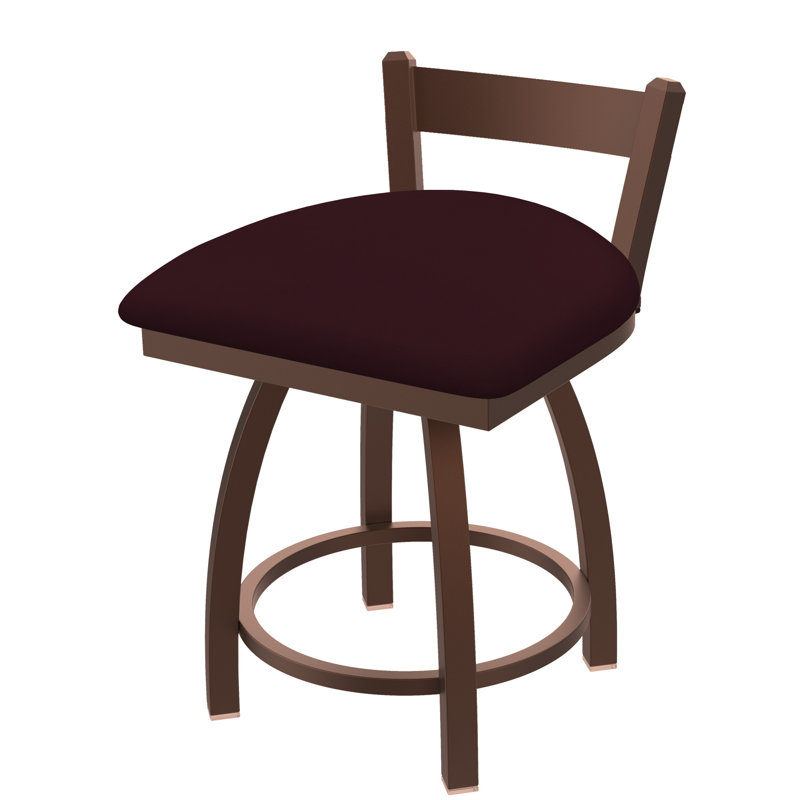 Tabouret de coiffeuse à dossier bas 18 po Catalina, Nickel anodisé, Vinyle - Canter Bordeaux