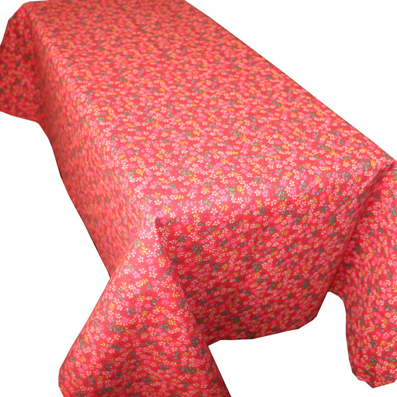 Small Flowers Allover Print Tablecloths, 58" W x 120" L, Blue/White