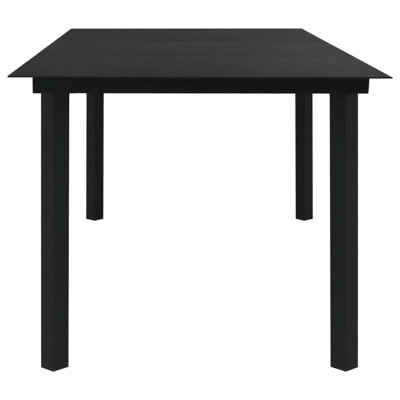 Grande table de salle à manger en acier et verre noir durable 74,8 x 35,4 x 29,1 po