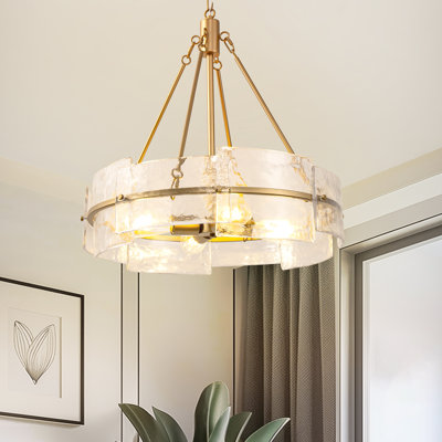 Luminaire suspendu de style campagne moderne 22 po à 4 lumières avec verre transparent texturé pour îlot de cuisine, couloir de salle à manger