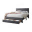 Tête de lit en velours côtelé gris luxueux avec lit de rangement grand format 1pc