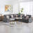 Nolan 106"W Gray Linen Fabric 6Pc Reversible Sectional Sofa With A USB, Charging Ports, Cupholders, Storage Console Table And Pillows And Interchangeable Legs-750752515