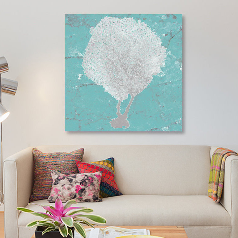 « graphic sea fan ii », impression sur toile, H 12 po x l 12 po x P 1,5 po, Toile tendue, Pas de tapis