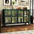 53.2" W Metal Sideboard Buffet Cabinet With Glass Door, Adjustable Shelves, COB LED Light-1519377503