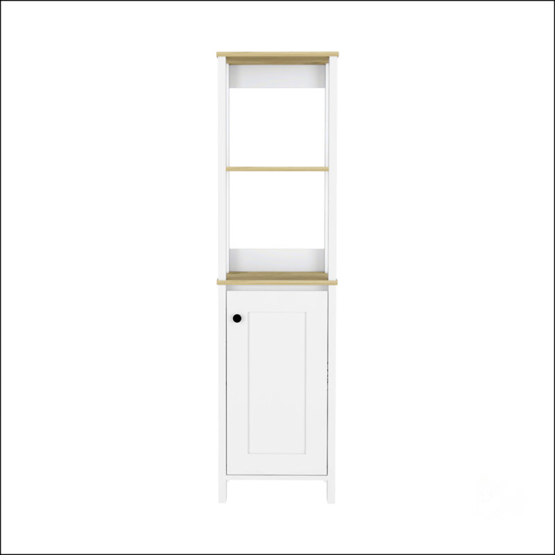 4-Shelf Linen Cabinet, White/Light Oak