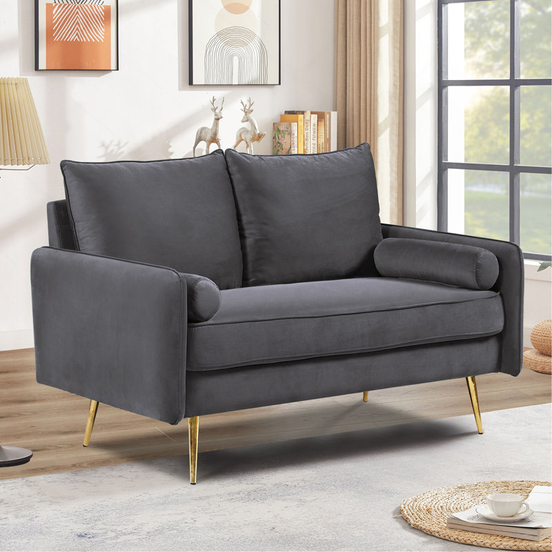 Canapé 2 places en velours Modern, Gray Polyester
