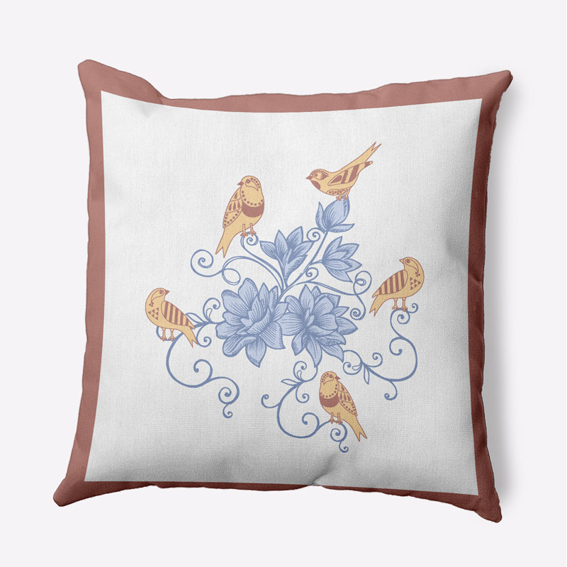 Floral Outdoor Reversible Throw Pillow, 18" H x 18" W, Square