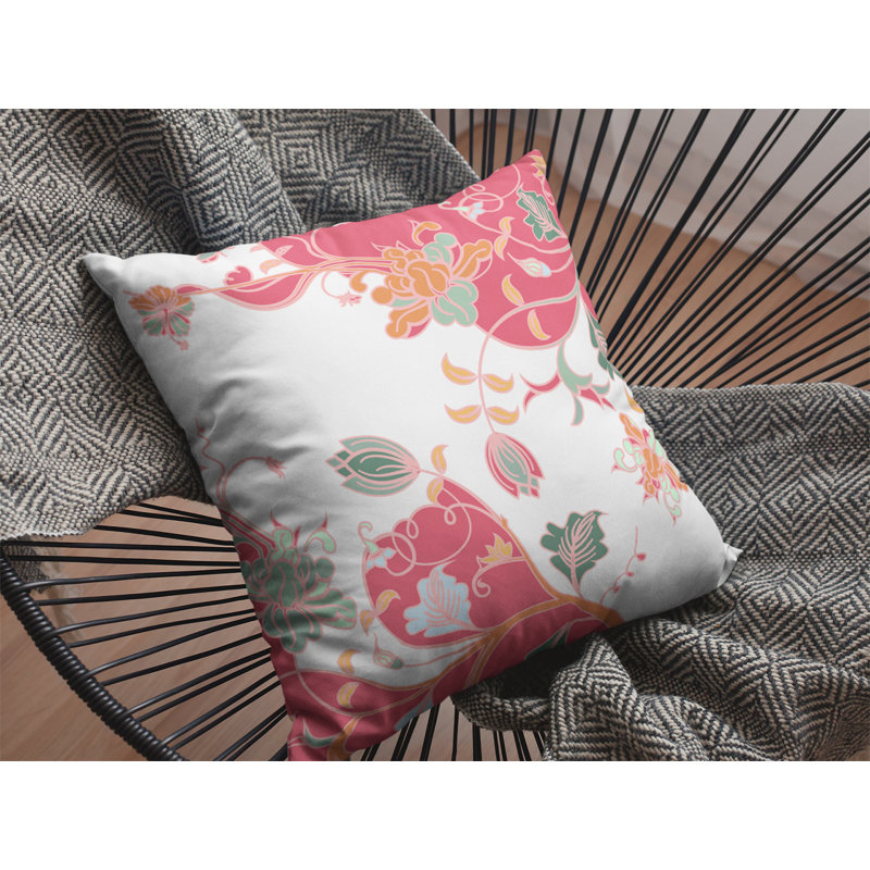Derlyum Nature Broadcloth Reversible Throw Pillow, 18" x 18", Red/White