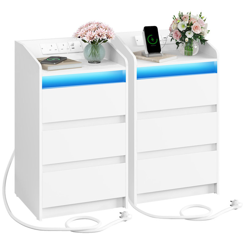 35cm W Manufactured Wood Bedside Table
