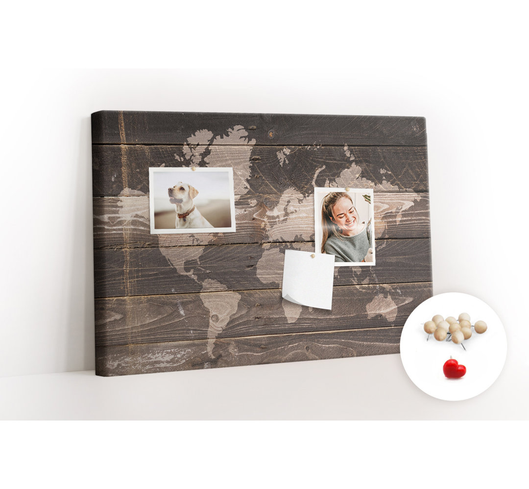 Wall Mounted bulletin board print home decor notice boards for office corkboard Map on old wood