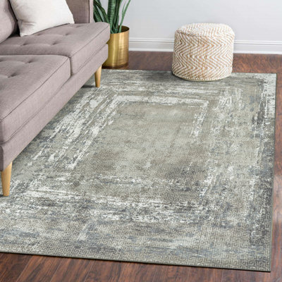 Tapis rectangulaire à motif antidérapant Amaya Greige