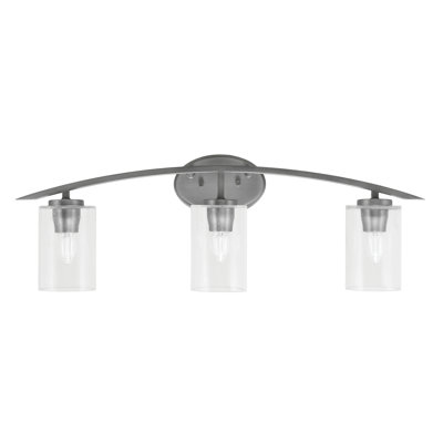 Kurve 3 Light Bath Bar With 4" Clear Bubble Glass