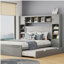 Grand lit en bois complet avec garde-robe, tablette de rangement et prise de courant, lit double superposé XL, gris-121070026