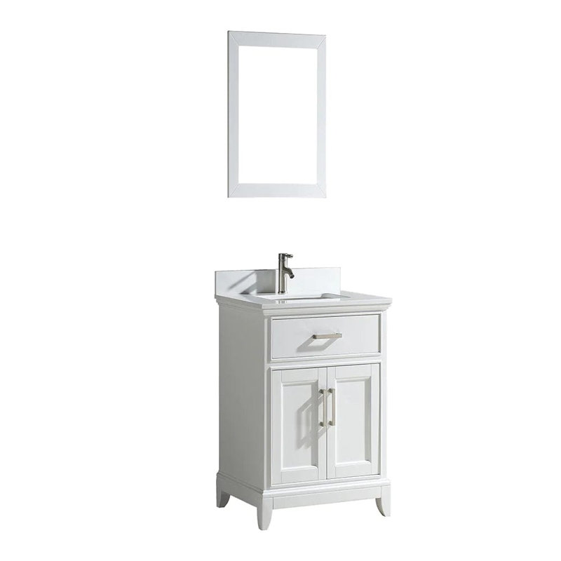 30" White Single Bathroom Vanity with Mirror