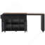 Îlot de cuisine 85,5 po K&K avec table de salle à manger extensible, table de rangement avec 3 tablettes ouvertes latérales, îlot de cuisine roulant avec prise de courant, 3 tiroirs, 2 portes, pour la cuisine, la salle à manger, noir-594013200