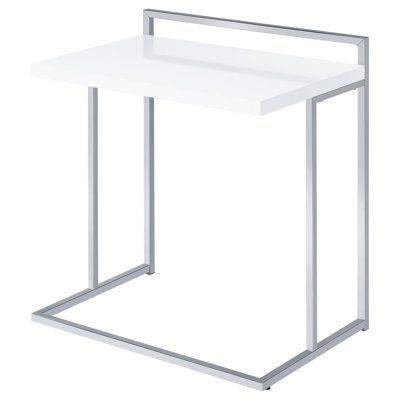 Table à collation rectangulaire blanche ultra brillante avec pieds en métal