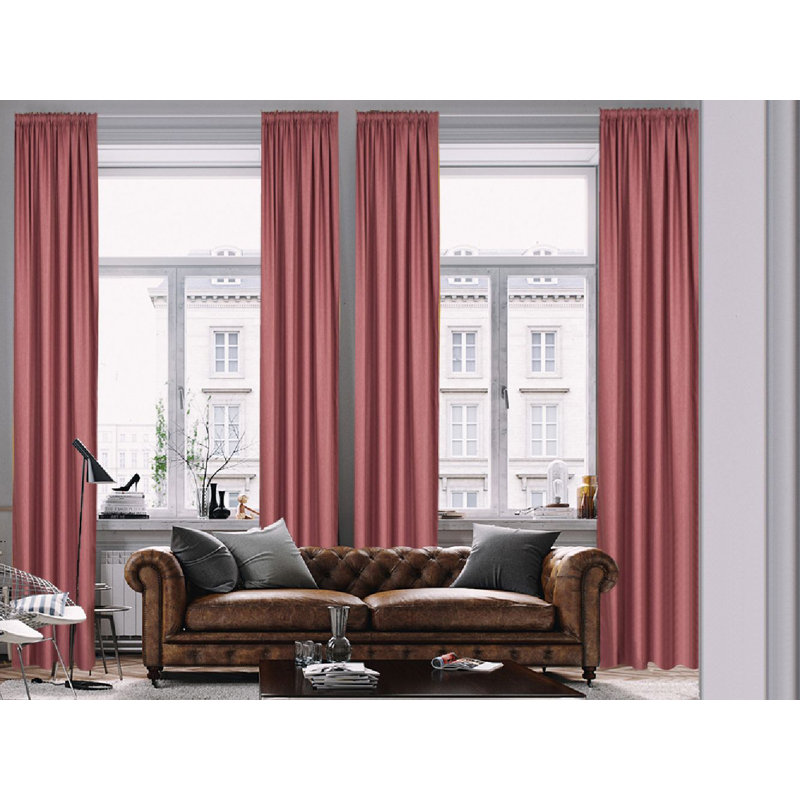 Rideau simple occultant doublé, Rose, L 52 po x L 216 po