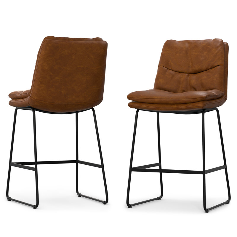 Tabourets de comptoir Danika, Brun chameau, Tabouret de comptoir (siège d'une hauteur de 25,3