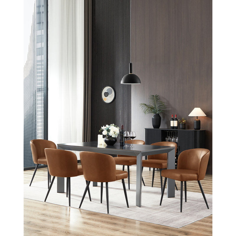 Chaises de salle à manger rembourrées modernes en similicuir (ensemble de 2), Vert, 2