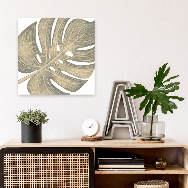 Tropical Monstera Leaf Elegant Modern Organic Nature Plant Wall Art Print 1 Piece Wrapped Canvas Wall Art