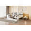 Lit de jour en bois double avec 3 tiroirs, ports USB et bureau, blanc-990568556