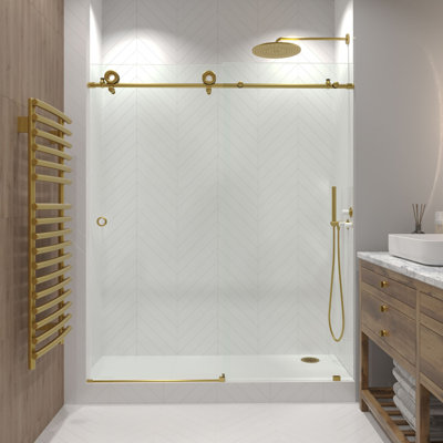  Crystal 56 - Porte de douche coulissante sans cadre 60 x 78 po en verre trempé transparent 3/8 po