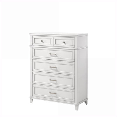 Commodes et amp; Garde-robes | Commode transitionnelle 5 tiroirs | Blanc | Bois massif et panneau de fibres à densité moyenne