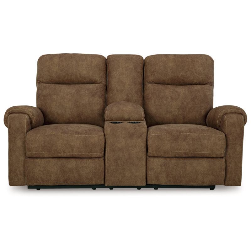 Brindle Faux Leather Reclining Loveseat with Cup Holders