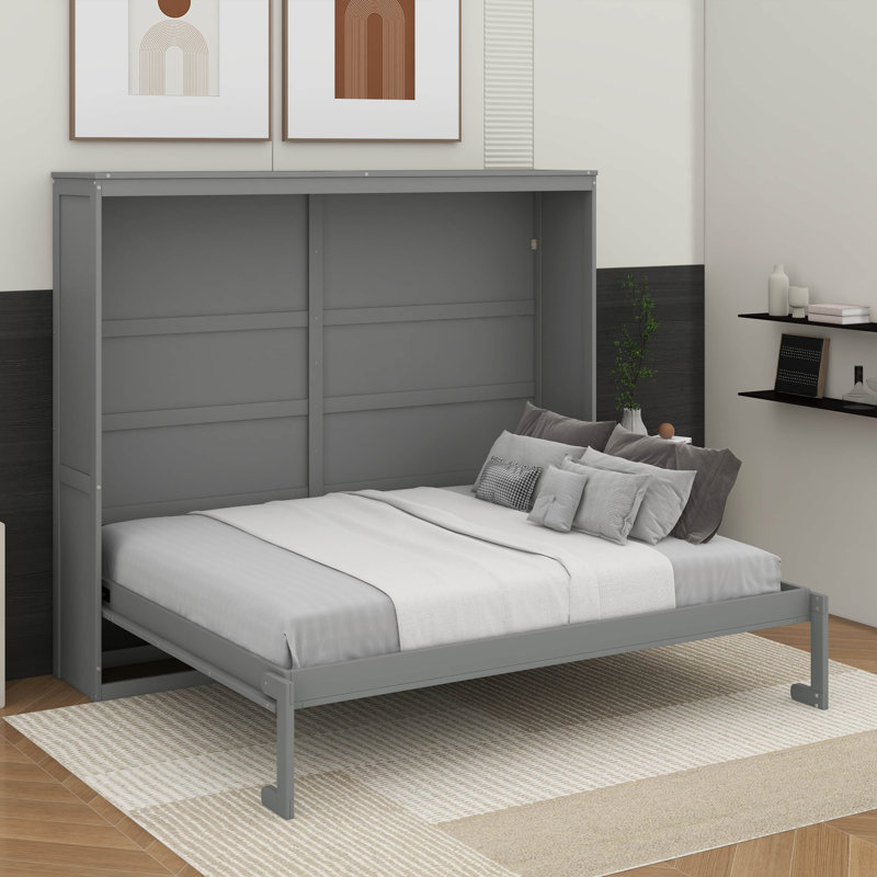 Murphy Bed Wall Bed, Gray, Queen