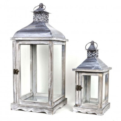 Ensemble de lanternes en bois/métal 2 pièces traditionnel