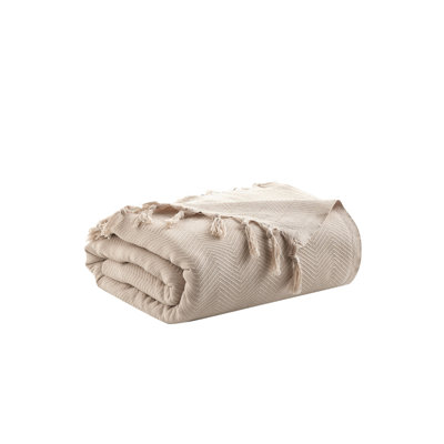Double Pique Blanket, 70% Cotton & 30% Polyester, 79 x 91 inches | Soft & Durable, Machine Washable at 104°F | Elegant Beige Color, Perfect for Cozy Living Rooms & Bedrooms, Lightweight Yet Warm