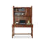 Bureau traditionnel en bois massif avec huche, finition noyer rétro, bureau multi-rangement