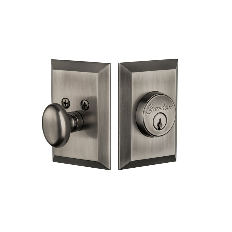 Fifth Avenue Single Cylinder Deadbolt, Antique Pewter