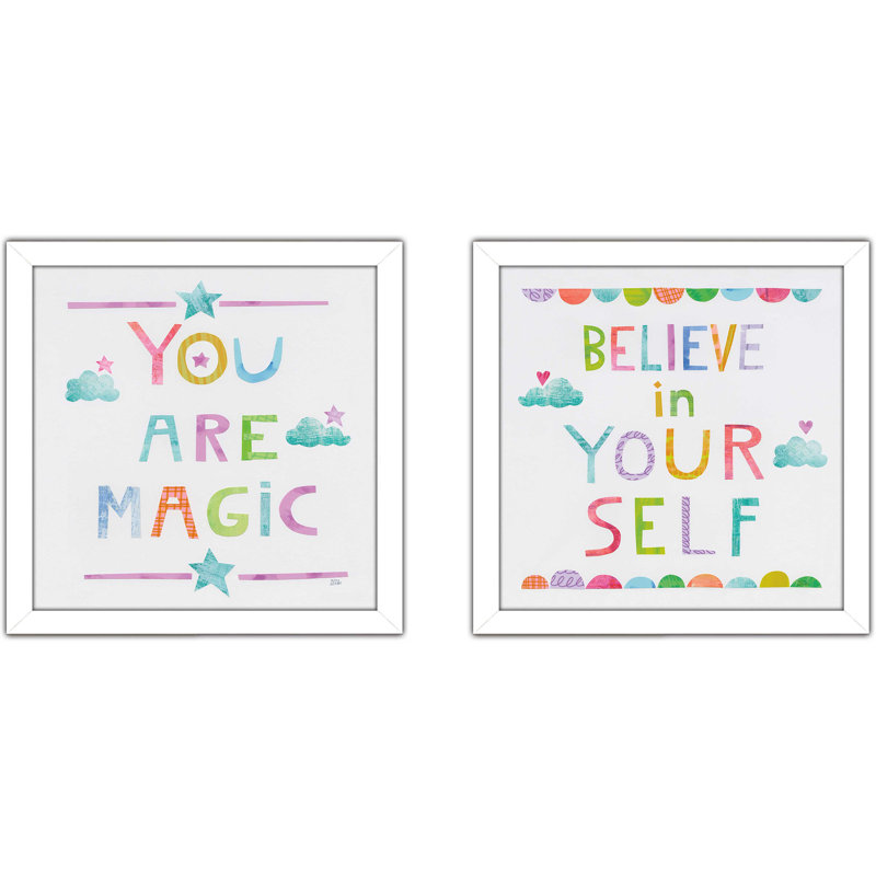 Unicorn Magic V Sq Clouds, ensemble de 2 pièces encadrées, H 16,5 po x l 33 po, Sans mat