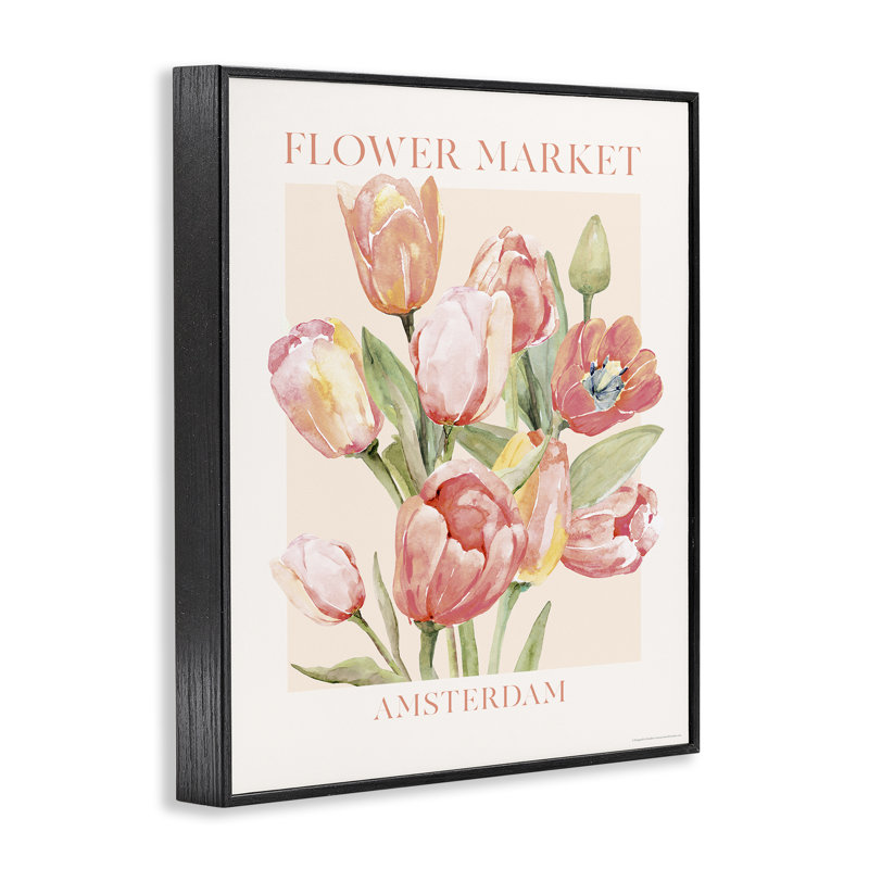 Art de la fleur sur toile Amsterdam par Reinders, Giclée encadrée noir minuit, H 14 po x l 11 po