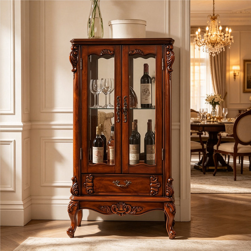 American-style solid wood wine cabinet