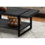 Table de salon rectangulaire noire - L 48 po, style moderne avec tablette fixe et pieds en métal, rangement pour la chambre, pieds