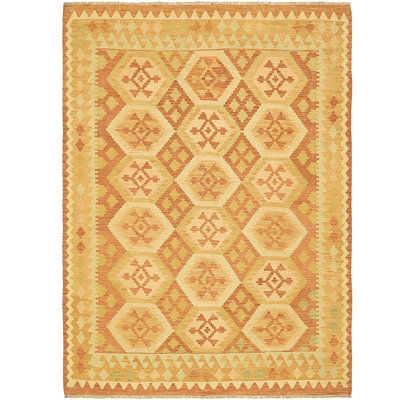Tapis intérieur de la laine 4 pi 10 po x 6 pi 7 po one-of-kind à la main noué la new age Elland