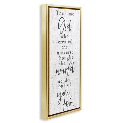 Cadre flottant avec citation «The même dieu», design par Lux + Me Designs