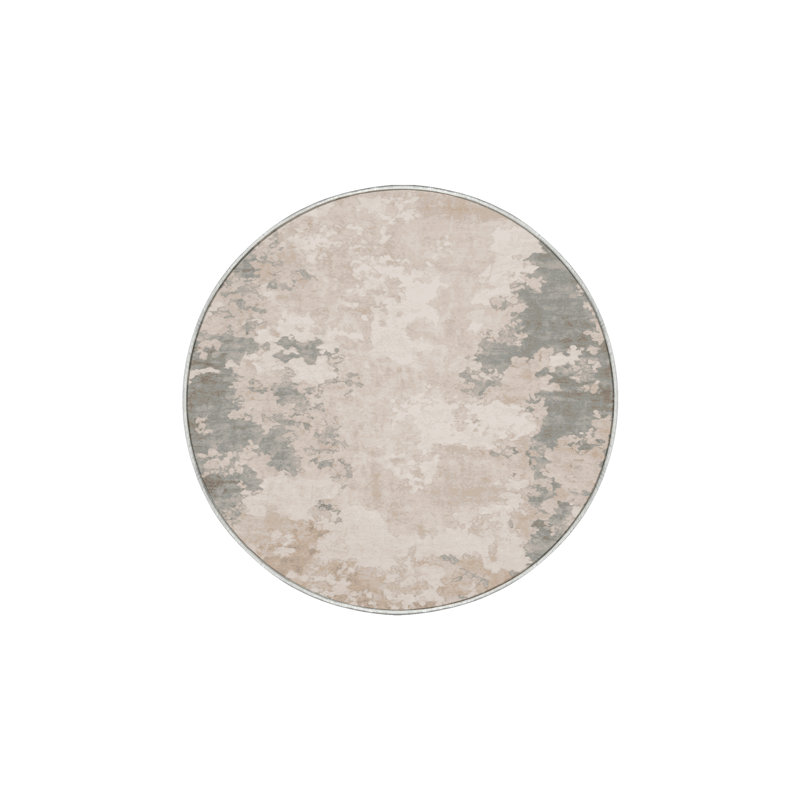 Tapis beige soyeux et moelleux, Rond 6 pi
