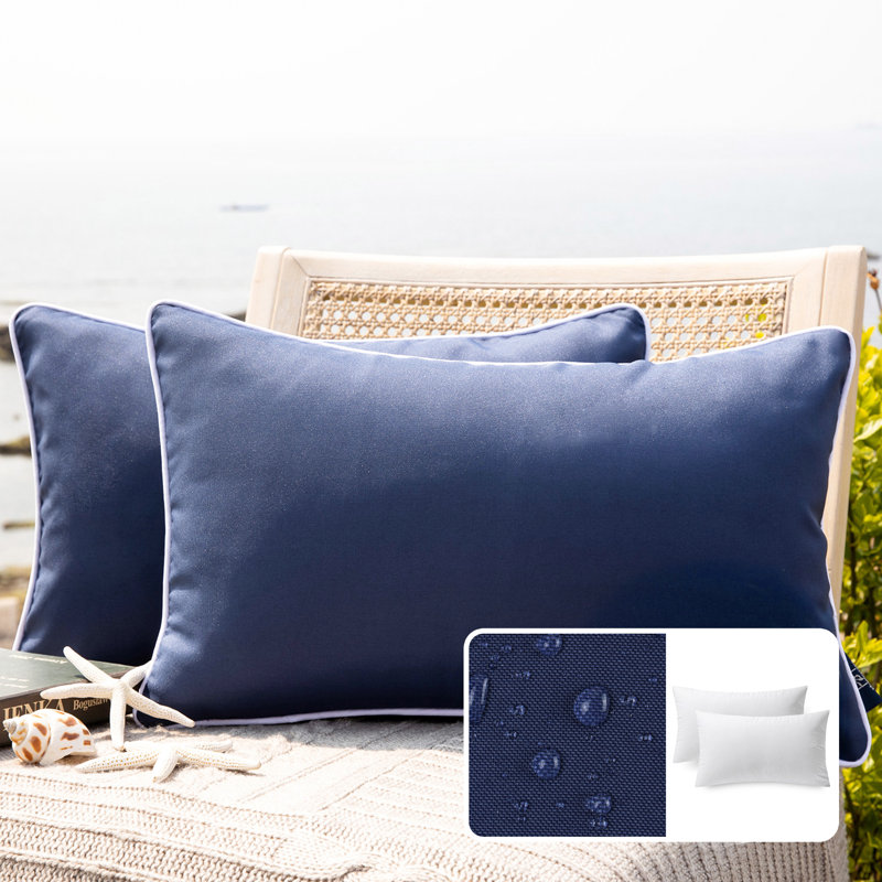 Housse de coussin d'extérieur Phantoscope, Rectangle H 12 po x l 20 po, Marine, Polyester